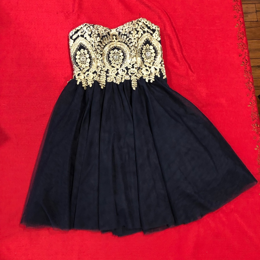 Navy blue/ gold size 0 dress